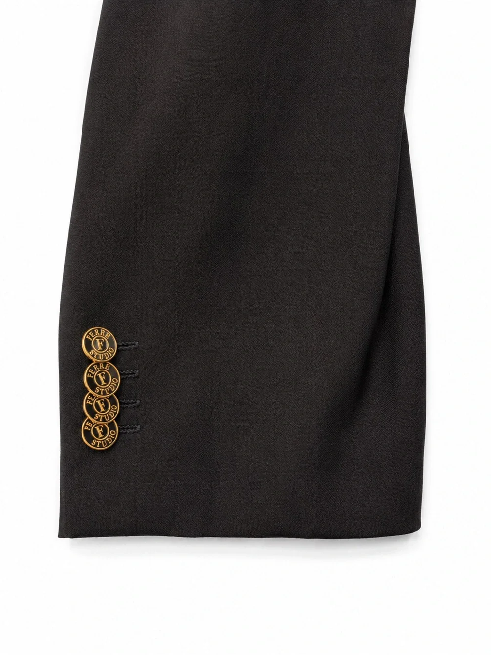 Gianfranco Ferré Black Single-Breasted Blazer with Gold Buttons